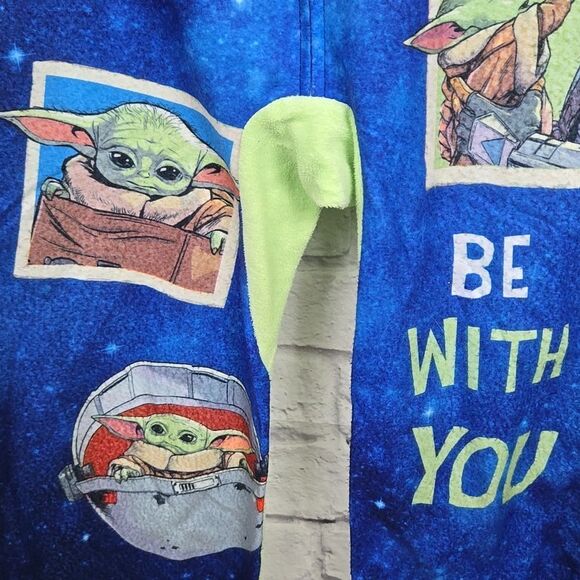 Star Wars Baby Yoda Kids 14/16 Microfleece One Piece Union Suit Pajamas Winter - Picture 6 of 11